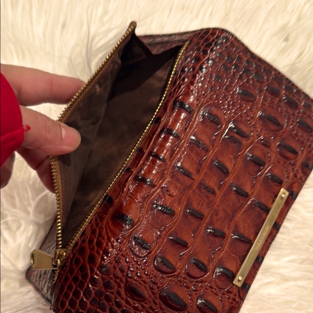 🌹vintage Brahmin Duxbury Dome Satchel Red Ember Metallic Leather+Wallet+Tassel - Picture 13 of 14